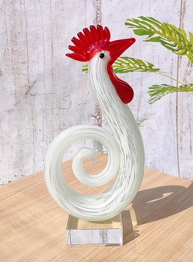 创意鸡摆件手工琉璃工艺品产地淄博开业礼品抽象简约家居个性饰品