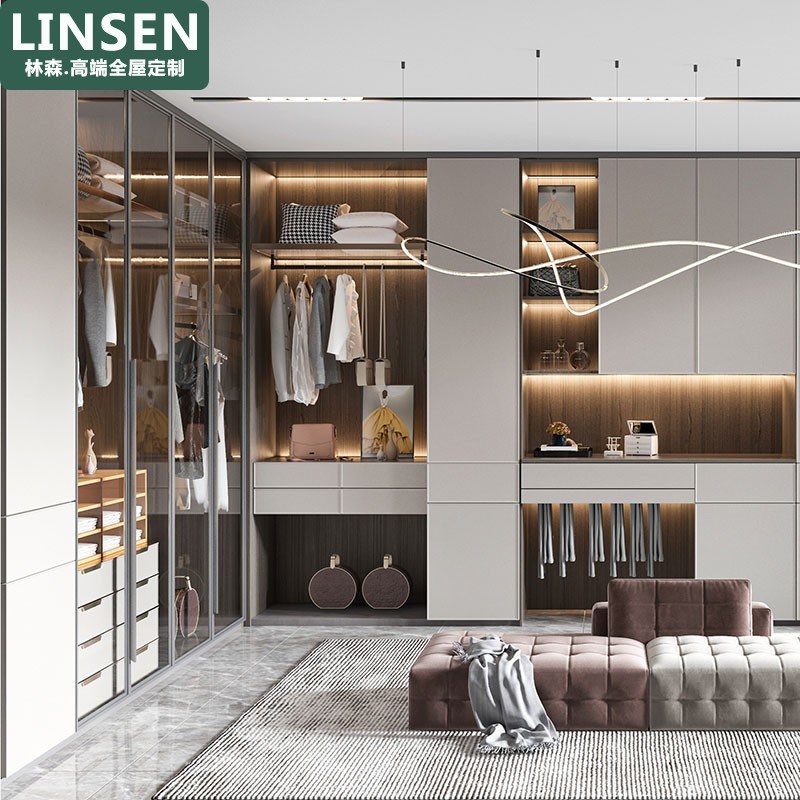 上海工厂直销全屋定制步入式衣帽间整体转角衣柜家用卧室柜子组合