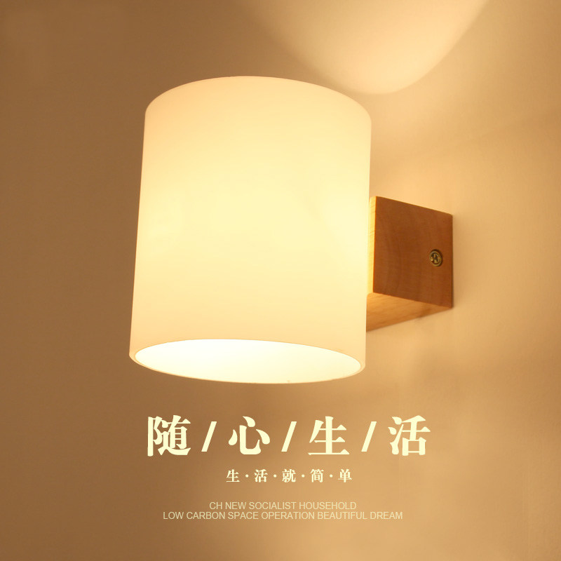 实木壁灯卧室床头灯现代客厅玄关墙壁灯阳台过道走廊灯具