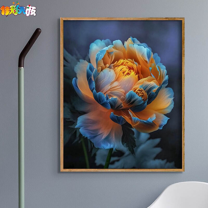 佳彩天颜 数字油画黄玫瑰卉手绘填充油彩画手工填色装饰挂画