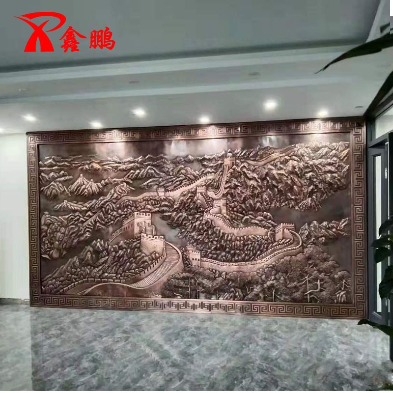 铸铜锻铜浮雕壁画背景墙铜地雕校园酒店展览馆物山水浮雕