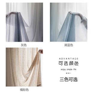 窗帘纱帘2021年新款 成品定制渐变窗纱 客厅时尚 现代简约轻奢挂钩式