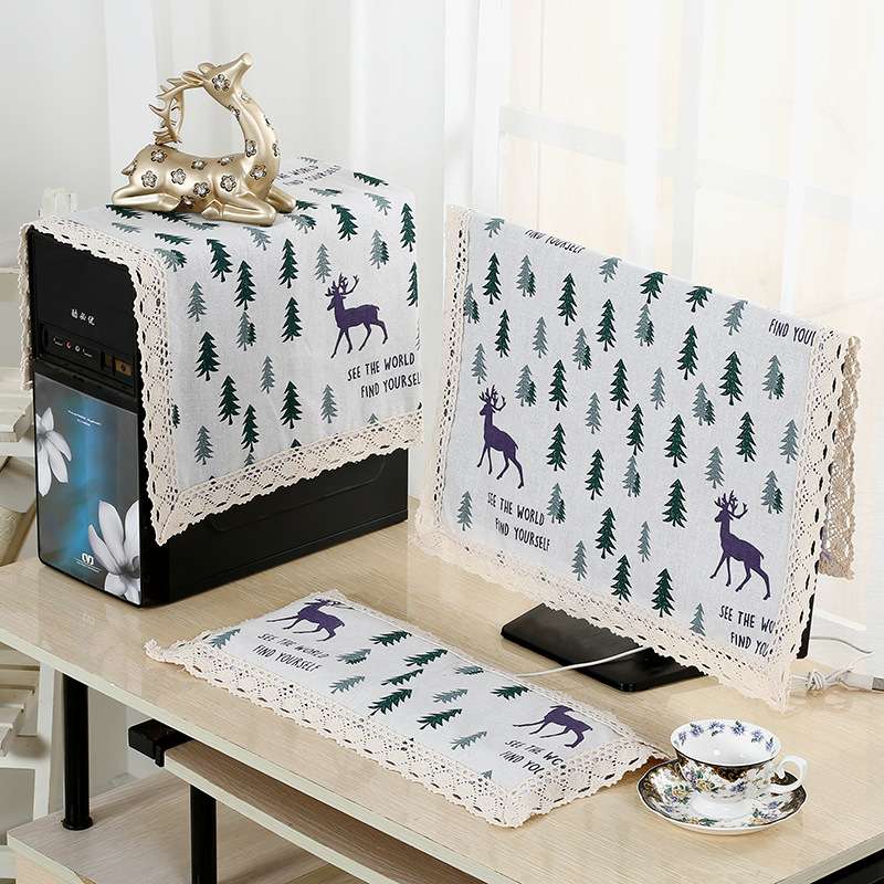 热卖学校办公棉麻电脑罩防尘罩 液晶台式曲面平面32寸电脑盖巾