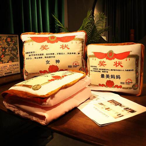 奖状定制抱枕沙发客厅办q公室午睡折叠被子两用汽车靠枕车用空调