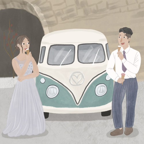 婚礼请柬插画设计手绘画头像定制