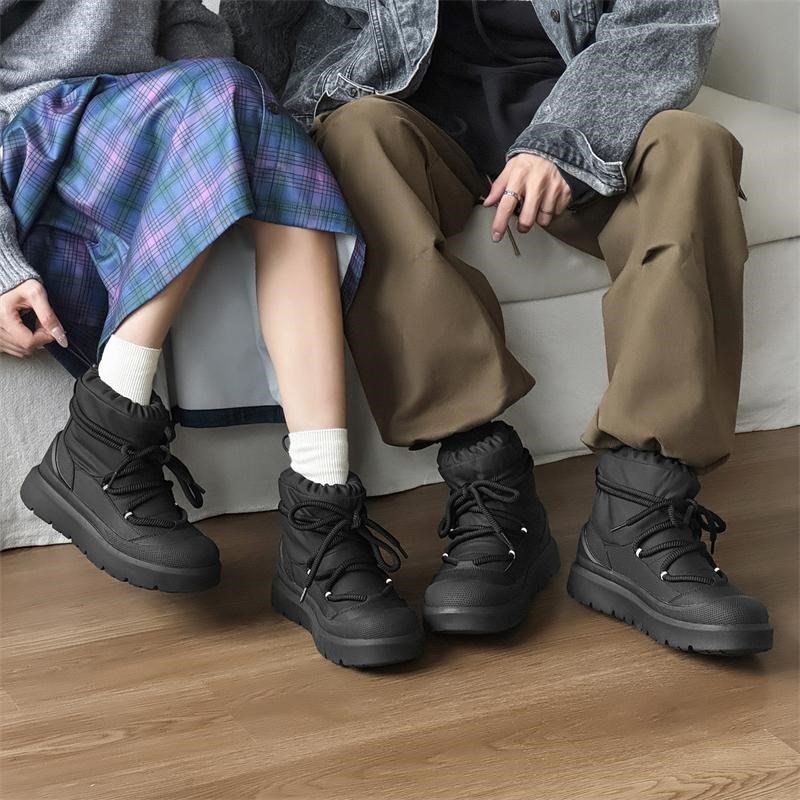 棉鞋男冬季加绒加厚马丁靴子黑色保暖高帮防寒棉靴户外厚底雪地靴