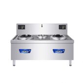 甄选两炒一温大锅灶 餐厅食堂电炒灶商用电磁炉黑晶凹面不锈钢小