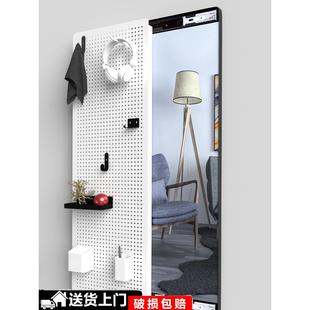金属洞洞板推拉镜全身镜门后镜磁吸镜墙面镜隐藏式 洞洞板穿衣镜