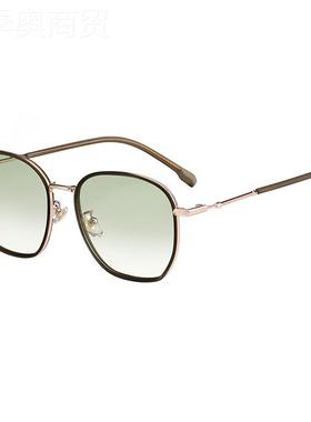 P28222款墨镜风ins太阳镜圆形大脸显瘦高级感女防紫外线新偏HYZ光