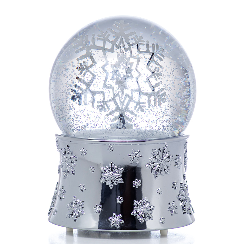 JARLL水晶球音乐盒发光圣诞雪花八音盒送闺蜜女生生日礼物带旋转