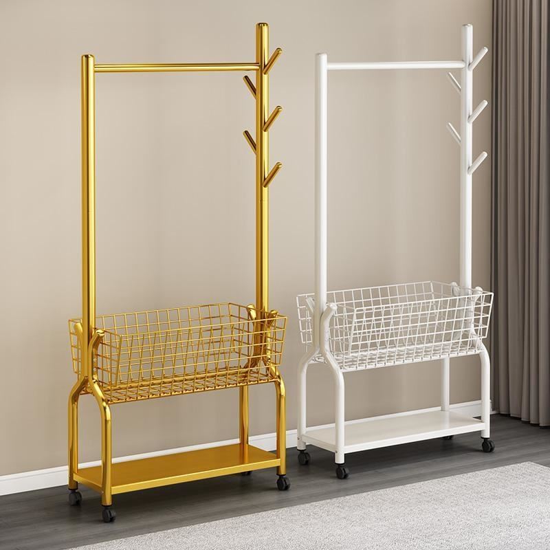 北欧轻奢家用铁艺衣帽架落地门口玄关挂衣收纳置物卧室内晾衣架子