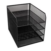 甄选桌面文件盘文件架一体式 金属网纹文件座资料档案整理A4置物架