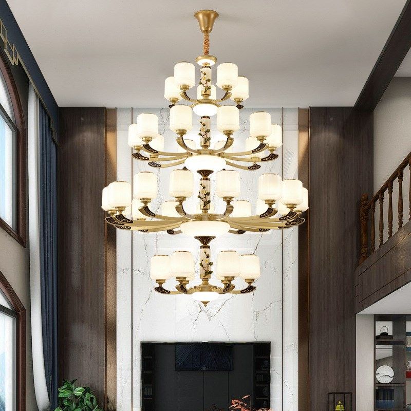 新中式客厅吊灯玫瑰防尘餐厅灯具中国风别墅复式楼锌合金吊灯,家装灯饰光源,客厅吊灯,淘宝优惠券,粉丝福利购,淘宝优惠卷