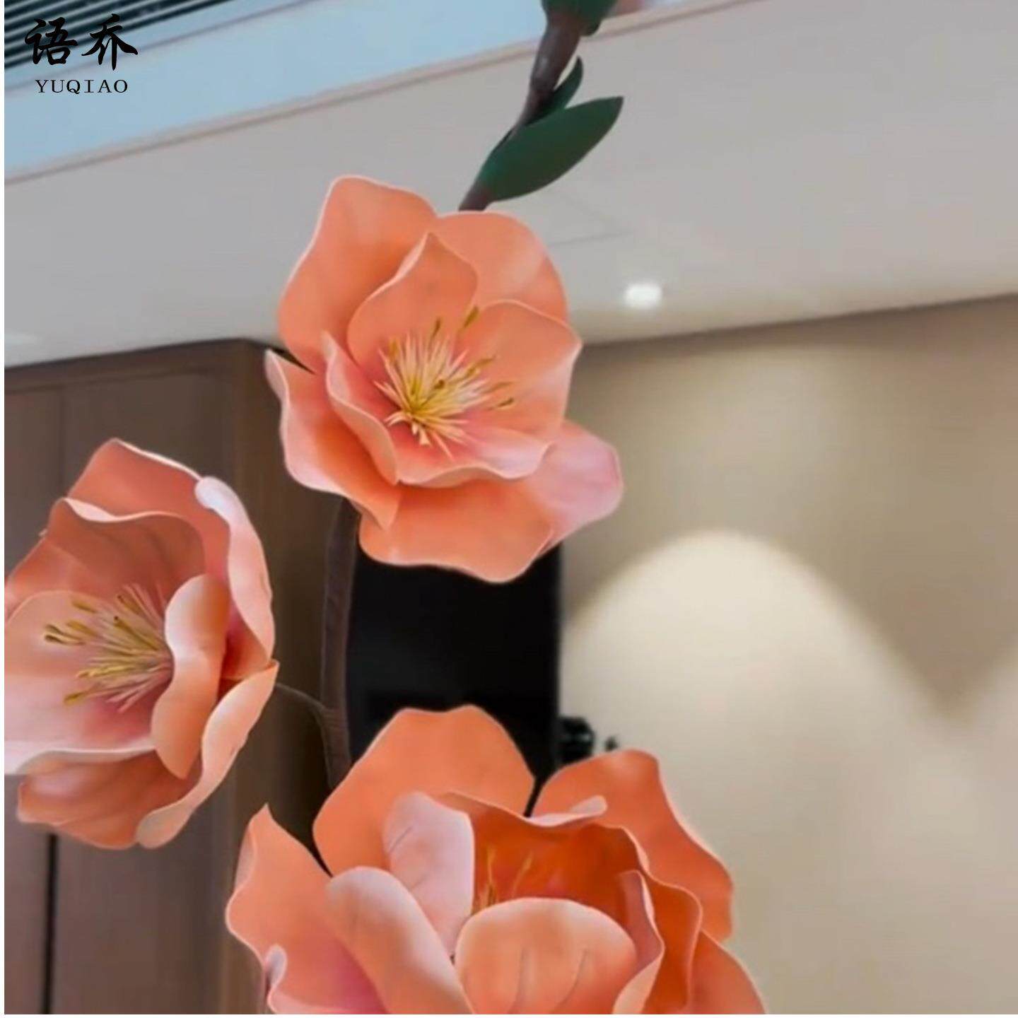 大型仿真绢布桃花婚庆仿真花橱窗展示影楼美陈拍摄装饰粉色人造花