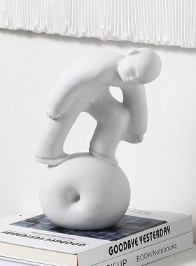 客庄白瓷蓝色人物摆件样板房别墅简约现代陶瓷陶软装饰品家居