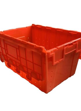 带孔物流箱全新料塑胶运输周转箱/红色斜插式塑料框箱/加厚连盖箱