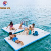 高端充气水上浮床海上浮台多人休闲浮排防滑浮桥码 头钓鱼游艇平台