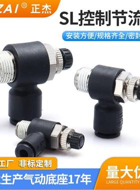 永瑞气管接头RQSA调节阀气动节流阀SL黑色接头调速阀A4/A6/A8/A10