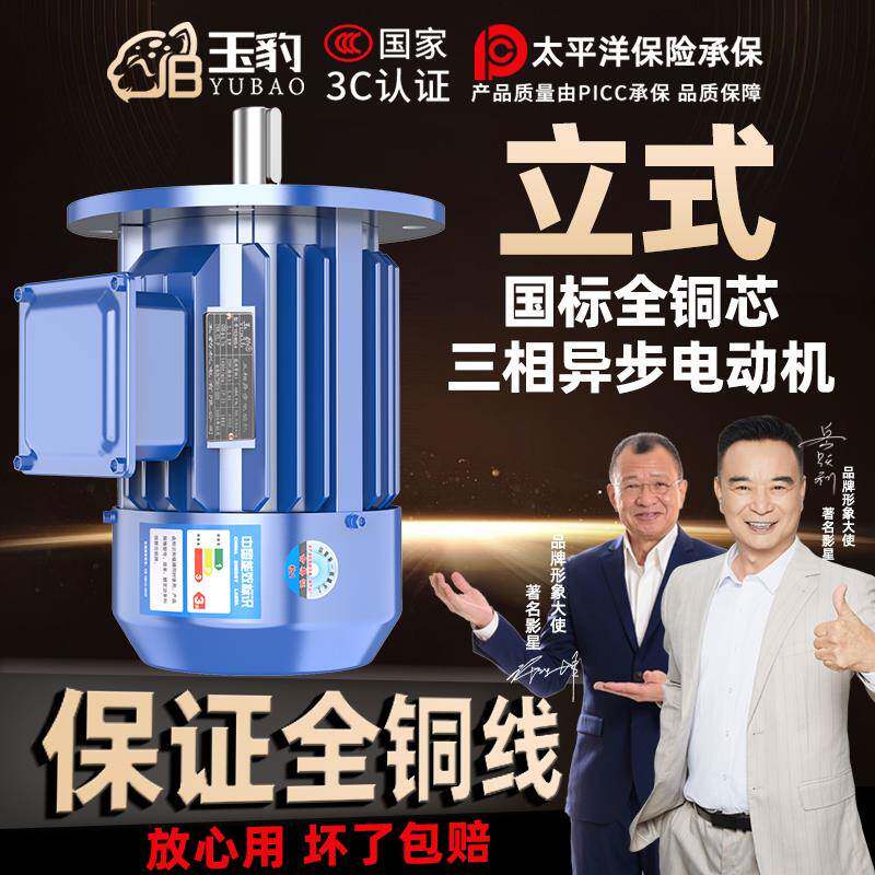 立式全铜三相异步电动机0.75/1.1/1.5/2.2/3/4/5.5KW电机380V三相