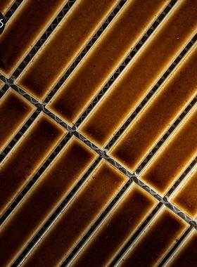 TSAYS复古哑光竹节长条白色马赛克瓷砖卫生间客餐厅厨房背景墙