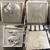 石雕十二生肖浮雕壁画汉白玉动物瑞兽雕刻仿古寺庙墓地背景墙装 饰