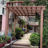 车库庭院花园露台天台花架防腐木 塑木葡萄架 廊架 爬藤架带凳