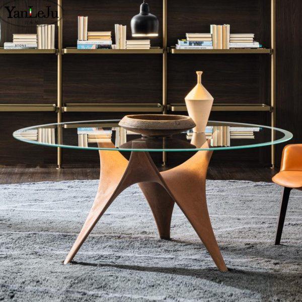 言乐居丨Molteni&C-Glass餐桌轻奢圆形玻璃餐桌诧寂风复古中古风,住宅家具,玻璃餐桌,淘宝优惠券,粉丝福利购,淘宝优惠卷