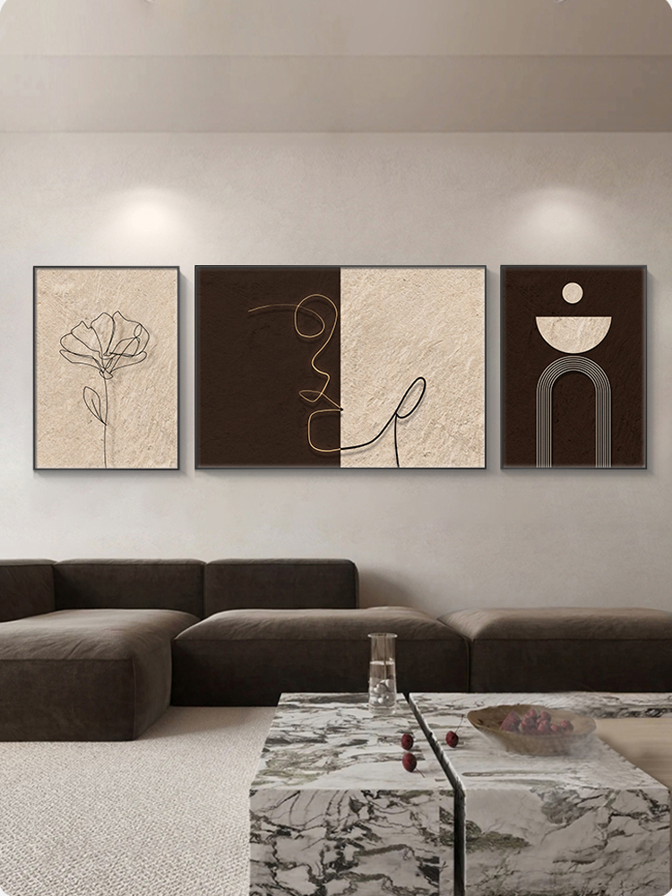 侘寂风客b厅沙发背景墙挂画抽象艺术人物画极简北欧风墙面装饰壁