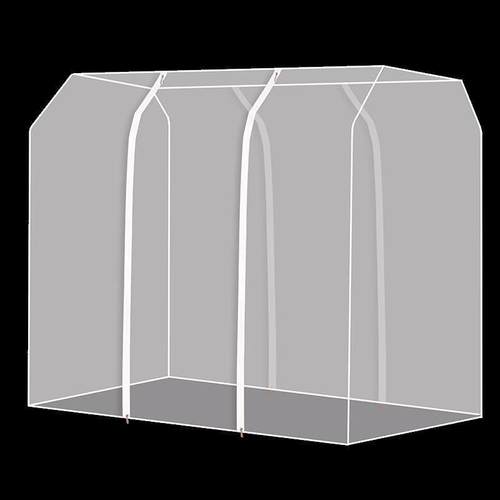 x型晾衣架防尘罩双杆落地衣架防尘罩立体全封闭室内简易盖布透明