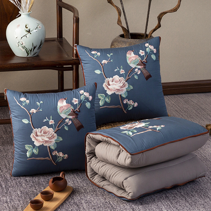 中式抱枕被子两用办o公室午睡靠枕盖被夏凉空调被汽车用靠垫折叠