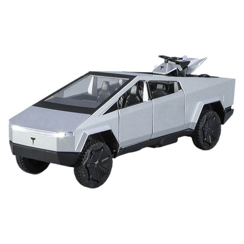 仿真1比32带摩托车特思拉皮卡合金汽车模型男孩礼物 跨境