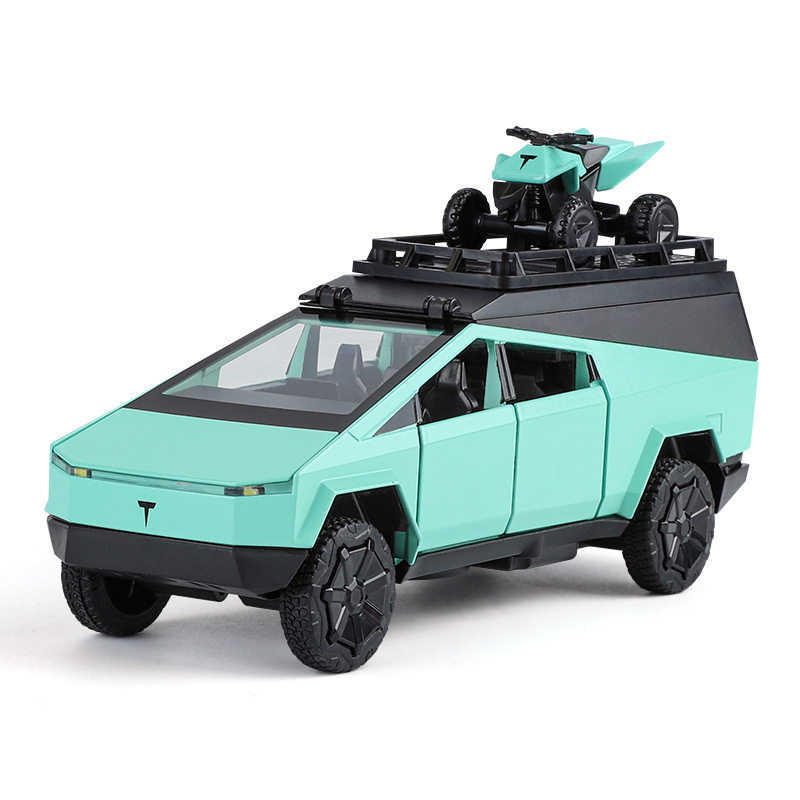 （盒装）仿真1比32皮卡露营合金房车带摩托车A3245模型儿童玩具