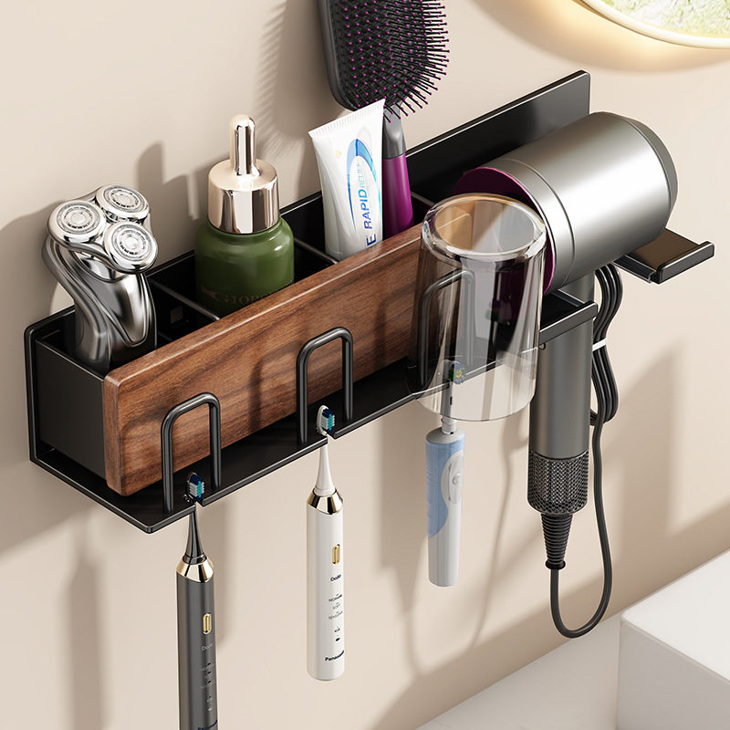 胡桃木吹风机置物架卫生间中古风浴室厕所洗漱台风筒支架牙刷挂架,家庭/个人清洁工具,吹风机置物架,淘宝优惠券,粉丝福利购,淘宝优惠卷