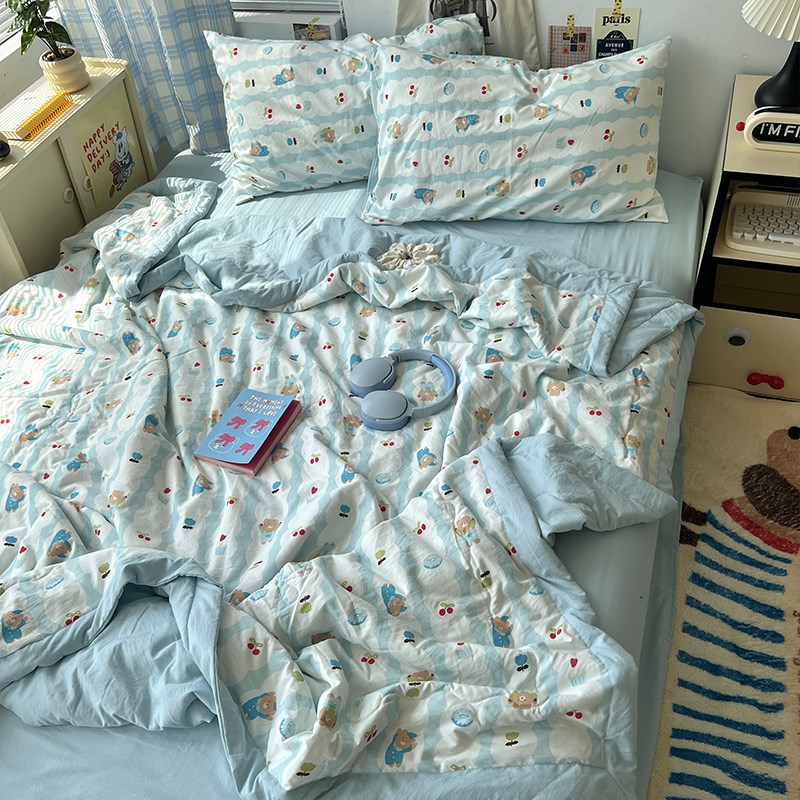 A类夏凉被四件套空调被全棉可机洗夏季薄被子单人夏被三件套4