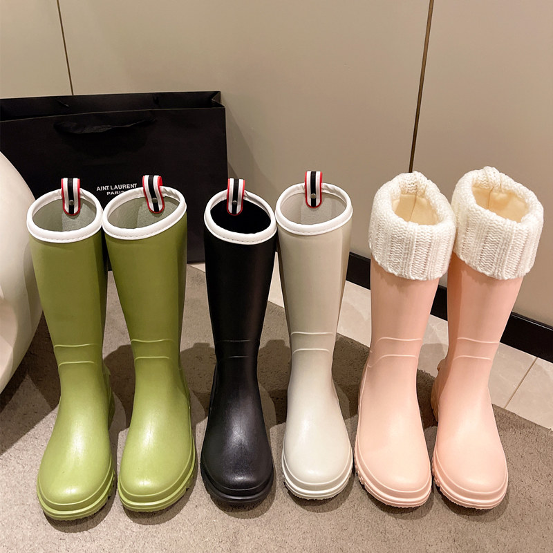 日韩时尚雨鞋女高筒防滑水鞋加绒水靴保暖雨靴P洗车买菜厨房鞋胶