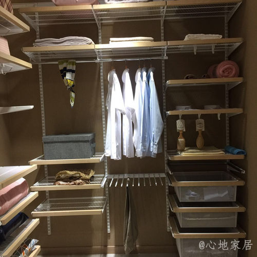 实木开放式衣柜金属架衣帽间系统衣橱H卧室衣柜环保储物间设计定