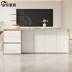 岩板岛台餐桌一体开放式 岛台3E66 厨房茶吧台扫地机小户型储物式