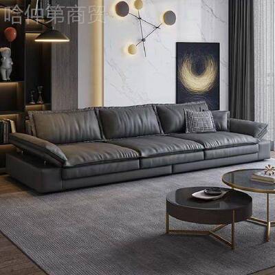 ISX20款23新意式简猫爪皮发小沙户型超宽极沙发坐深直排贵妃沙发