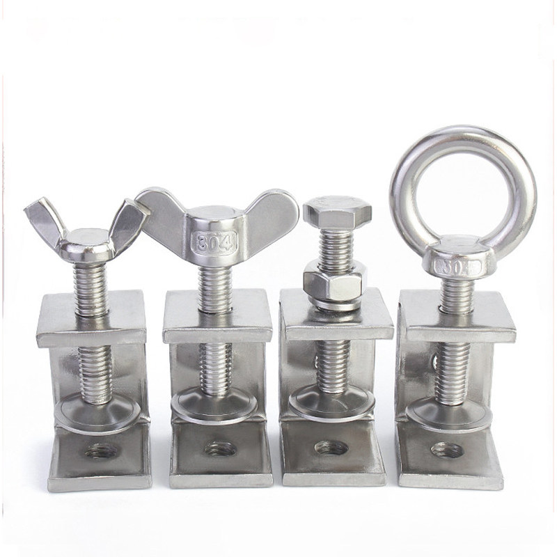 304不锈钢老虎卡子 U型夹C型夹钢管卡方形夹具手拧吊环开口夹紧器