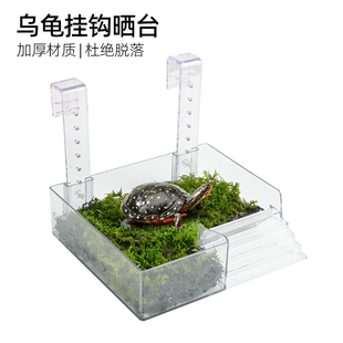 乌龟透明亚克力挂钩晒背台龟缸可调节壁挂式高水位浮台深水位爬台