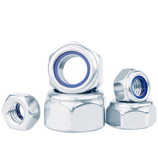 4.8 8.8级碳钢镀锌尼龙锁紧六角螺母铁防松自锁螺丝帽M4M5M6M8M10