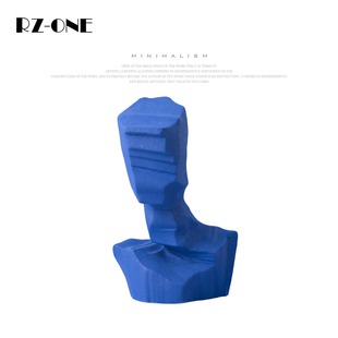 Rzone 现代简约陶瓷抽象人物艺术品软装饰品克莱因蓝色玄关桌摆件