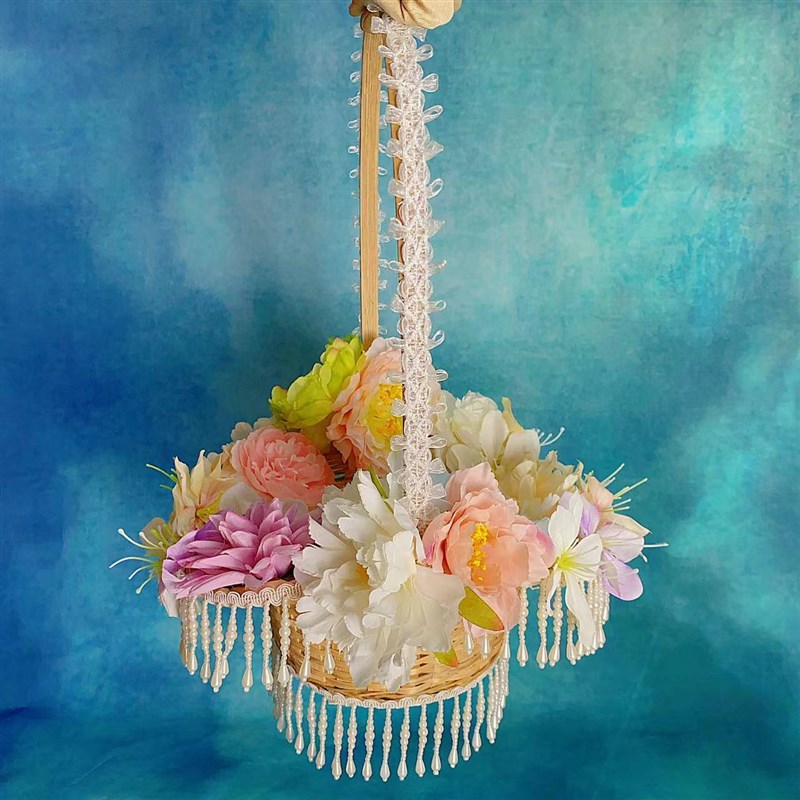 汉服摄影道具花篮古风舞蹈拍摄花篮魏晋风田园小花篮悦花朝舞蹈