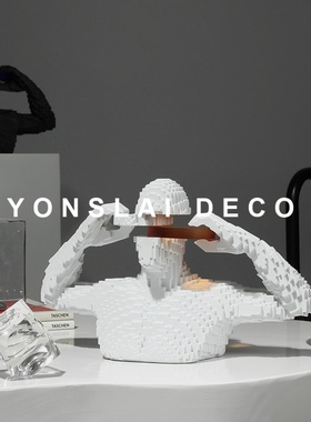 简约艺术抽象人物雕塑摆件样板间家居摆设博古架玄关客厅软装饰品