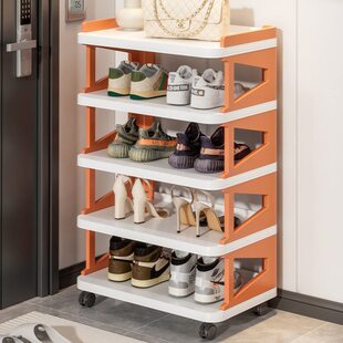 鞋架家用门口多层简易小型窄门后带轮子鞋柜置物架收纳入户门鞋架