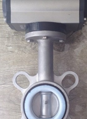 D671FX-16P 气动不锈钢四氟蝶阀 304气动对夹不锈钢蝶阀 防腐酸碱