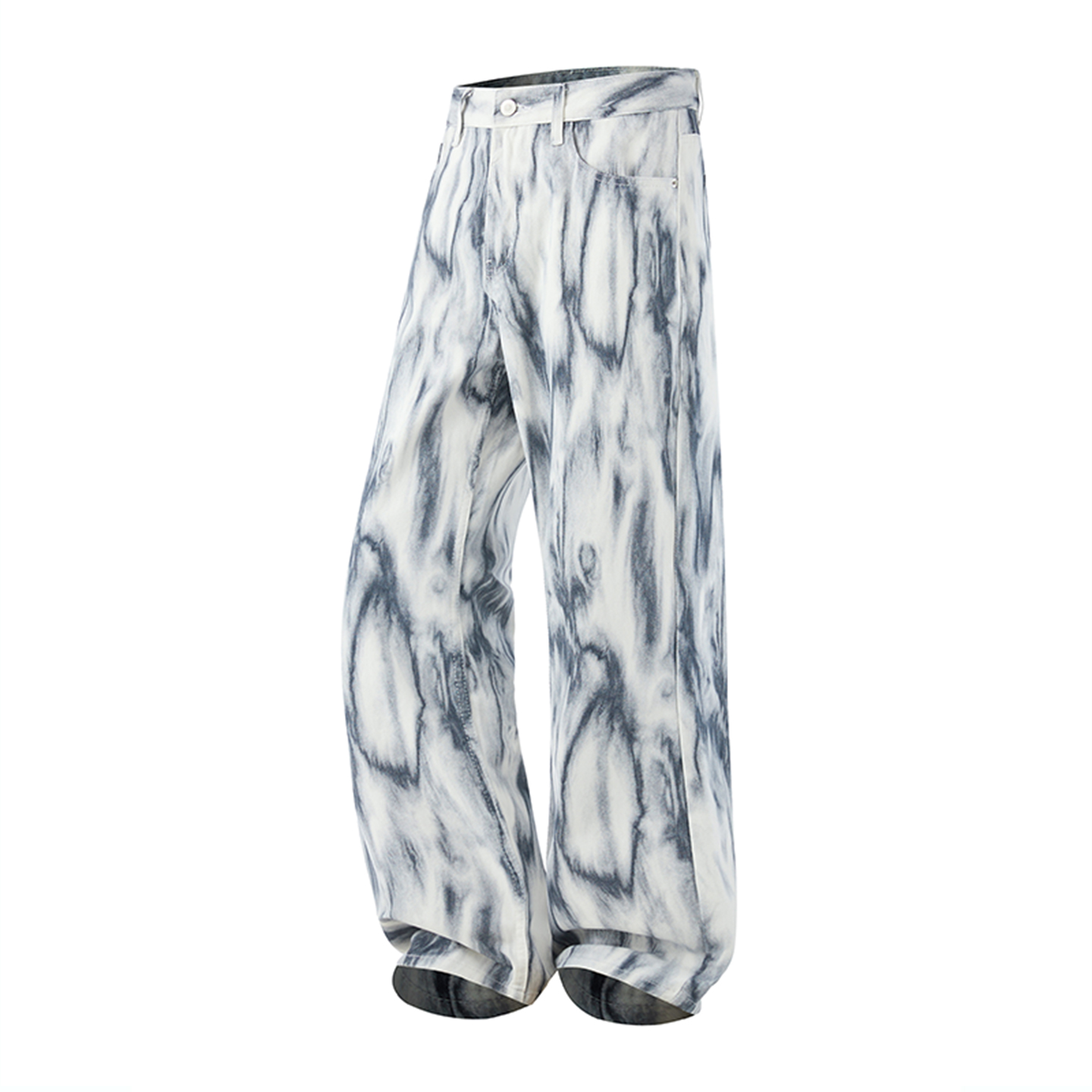 DESIGNSECRETS 25FW韩风小众大理石纹理设计牛仔裤男直筒宽松裤子