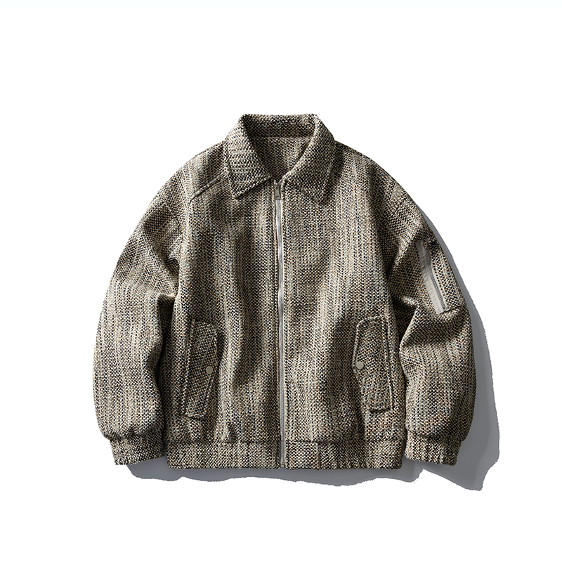 DESIGNSECRETS  25FW老钱风飞行夹克男士复古粗针提花休闲外套潮