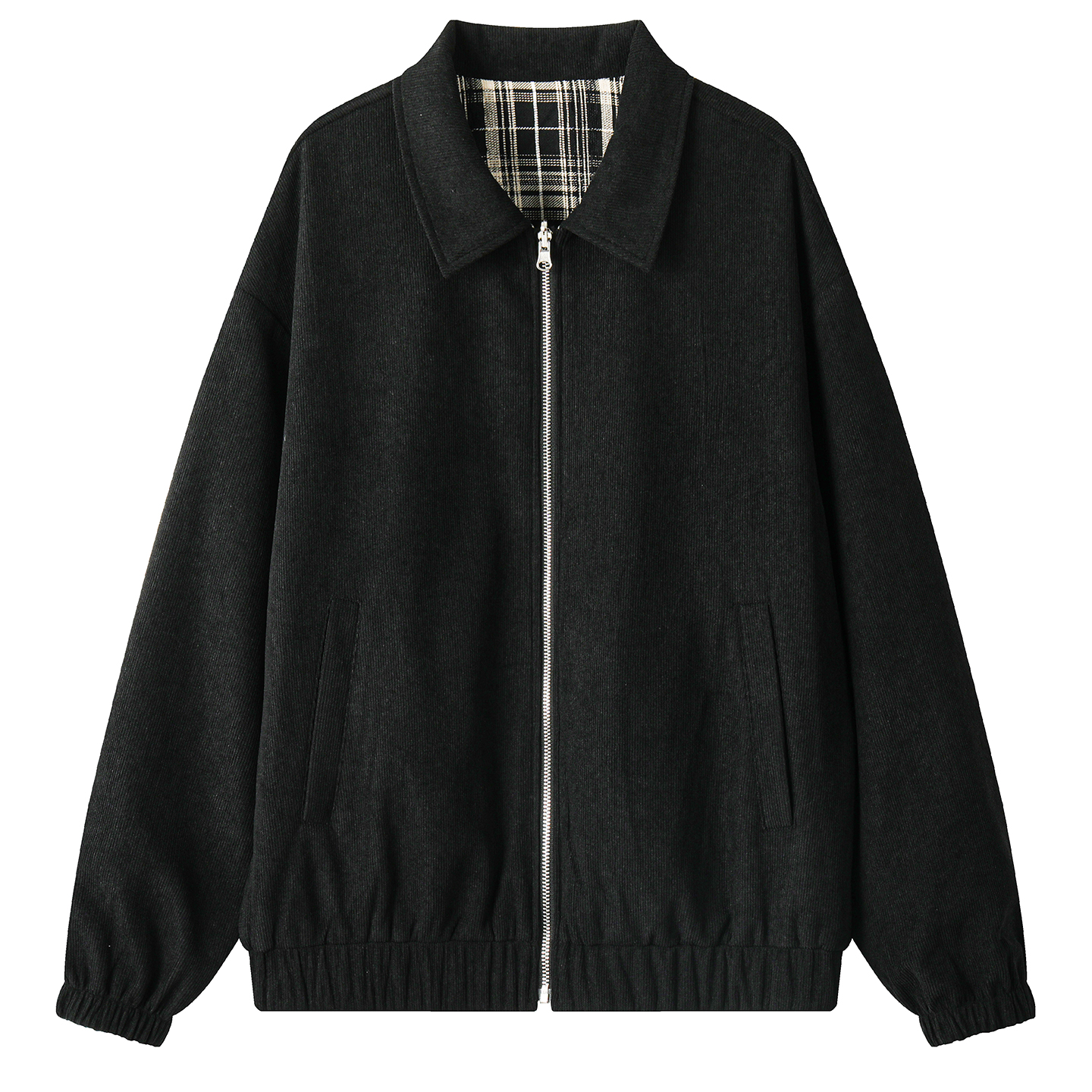 DESIGNSECRETS 25FW美式复古双面穿格子外套男女哈灵顿翻领夹克潮