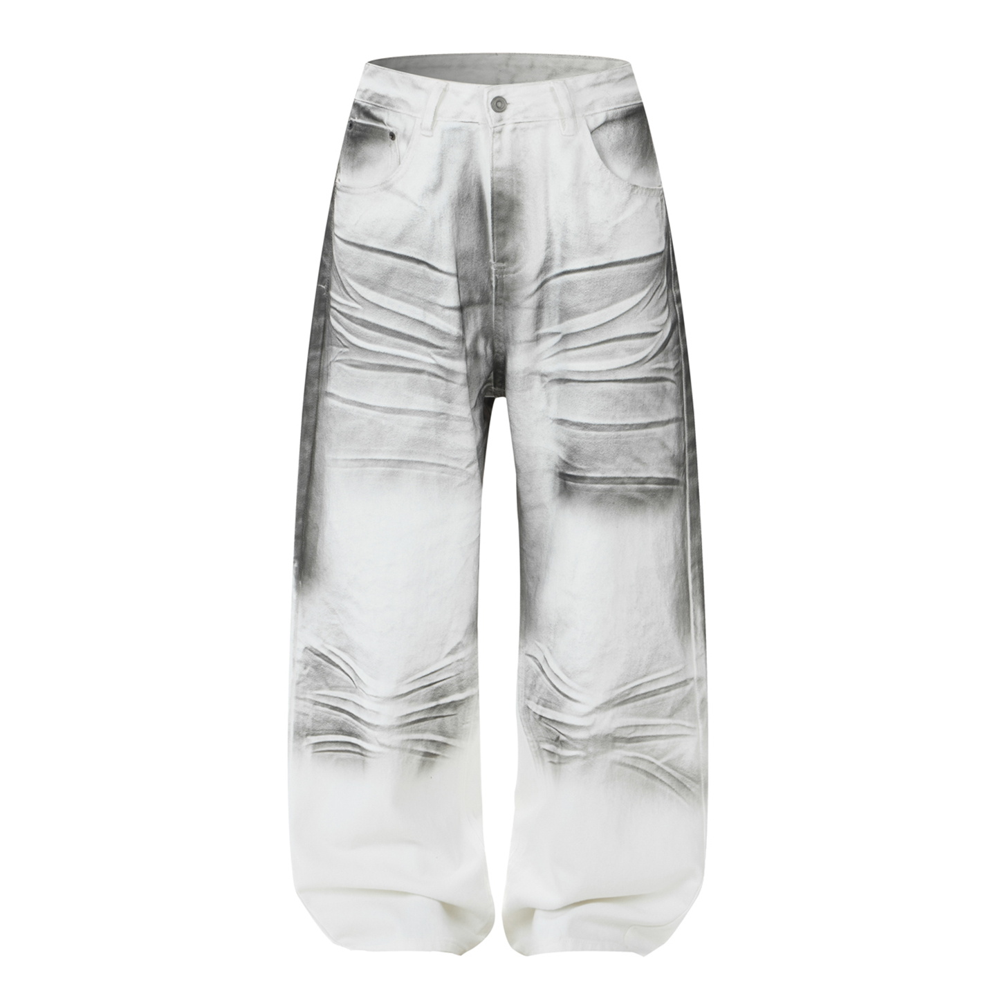 DESIGNSECRETS 25FW小众设计感撞色做旧牛仔裤男女宽松直筒长裤子